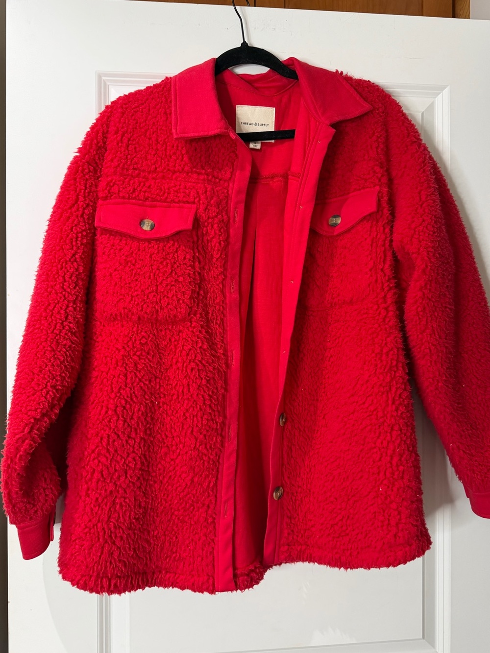 Thread & Supply Red Teddy Sherpa Jacket - Women's
